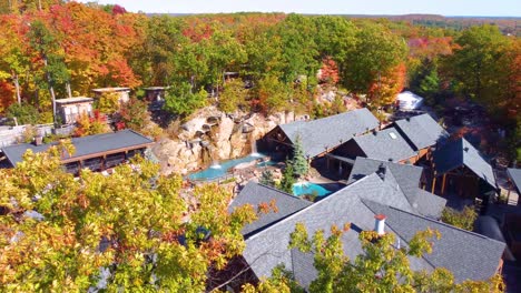 relaxing forest spa resort in autumn, nestled in estrie, québec, canada