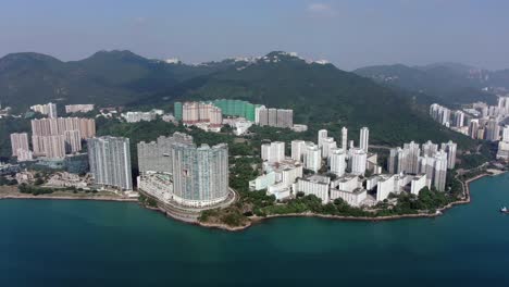 hong kong cyberport waterfront park luxury residential buildings, aerial view