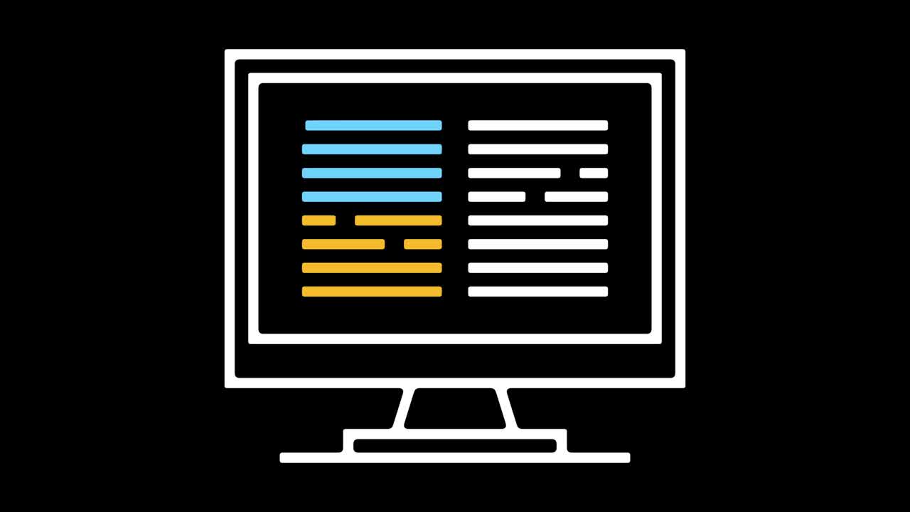 animación de icono de línea de ciencias de la computación con alfa
