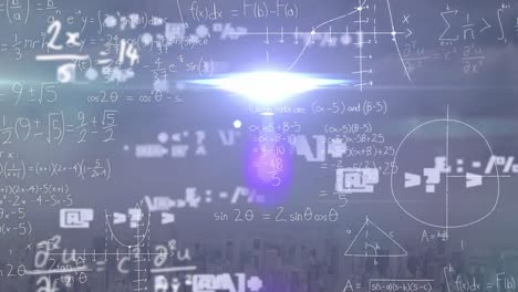 animation of data processing over mathematical equations