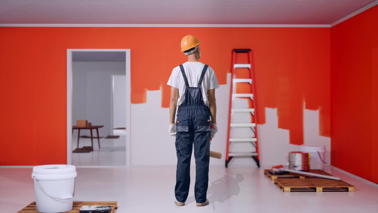 hombre pintando una habitación