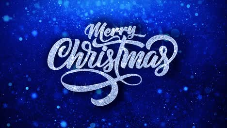 Merry Christmas Sparkling Text on Blue Background