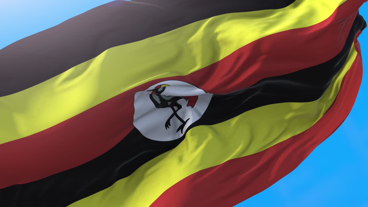 el video de la bandera de uganda ondeando en 4k. el fondo realista de uganda. el fondo de uganda 3840x2160 px.