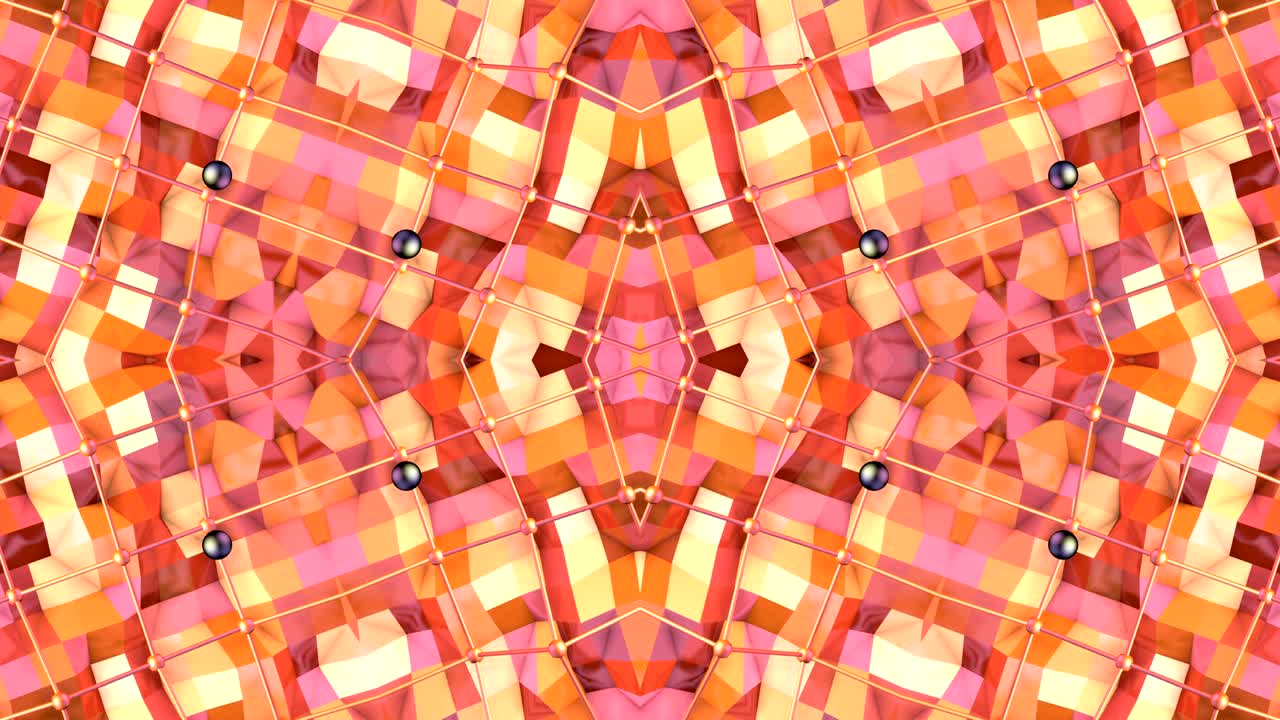Abstract simple 3D background in orange gradient color, low poly style as modern geometric background or mathematical environment with kaleidoscopic effect. 4K UHD or FullHD seamless loop.V12