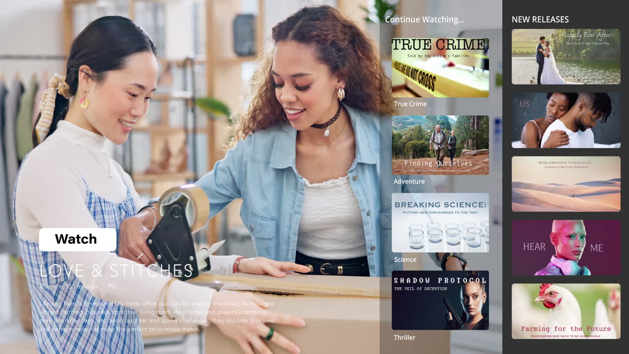 스트리밍, 오버레이 및 비즈니스 비디오의 여성