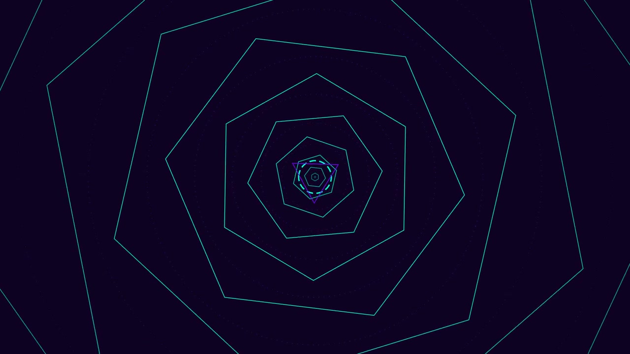 Abstract Geometric Tunnel with Pulsing Neon Lines