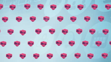animación de máscaras faciales sobre iconos médicos