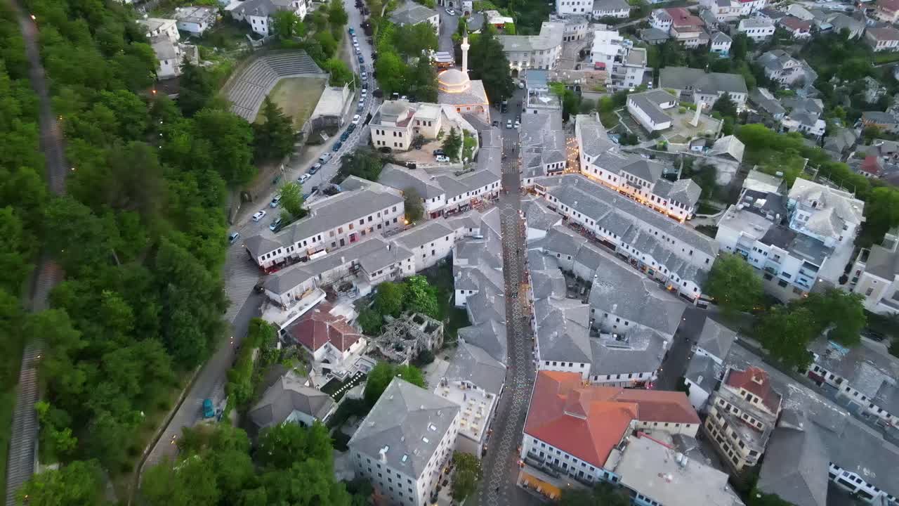 알바니아 의 게이로카스터 구시가지 의 공중 사진