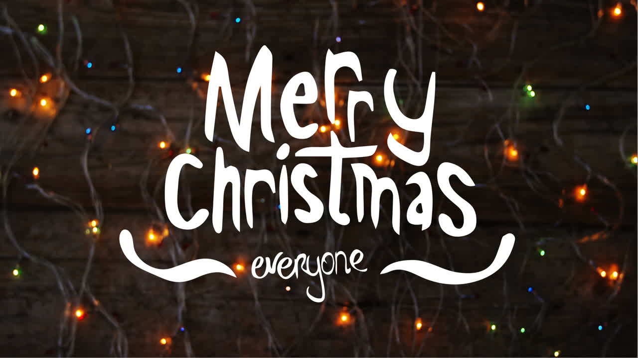 Merry Christmas text and fairy lights 4k