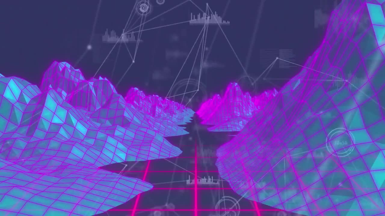 Animation of network of connections over icebergs
