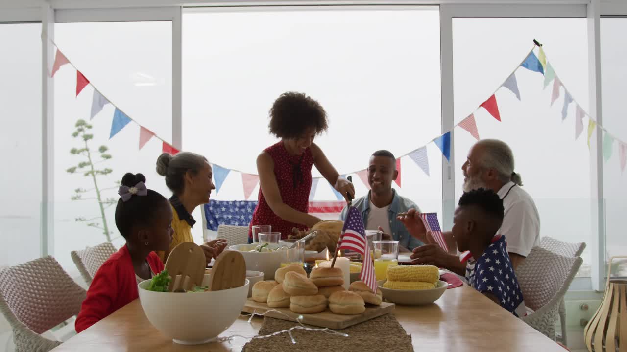 Multi-generation family having celebration meal