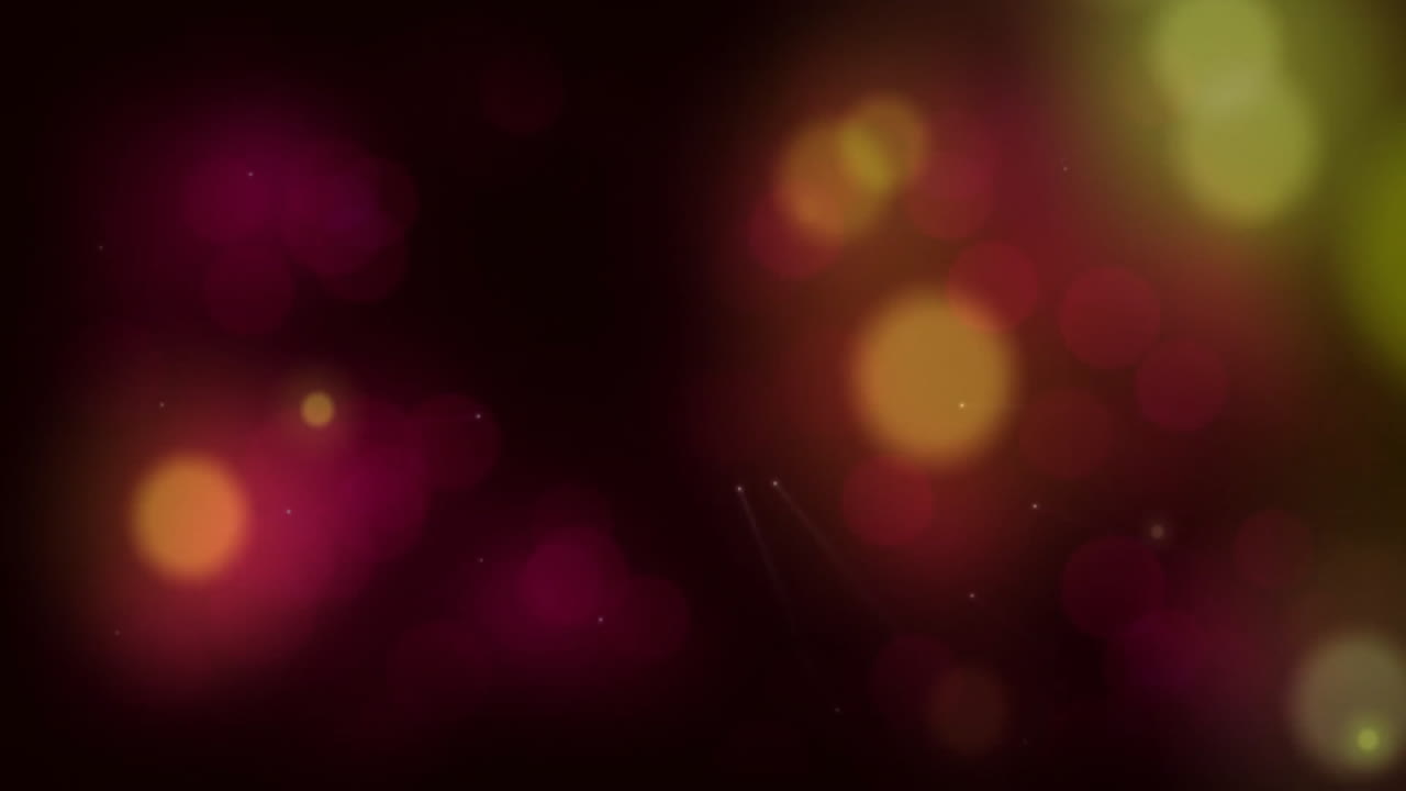 Animation of glowing light spots moving on seamless loop on dark background