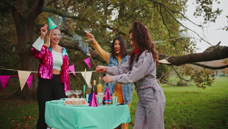 amigos celebrando al aire libre