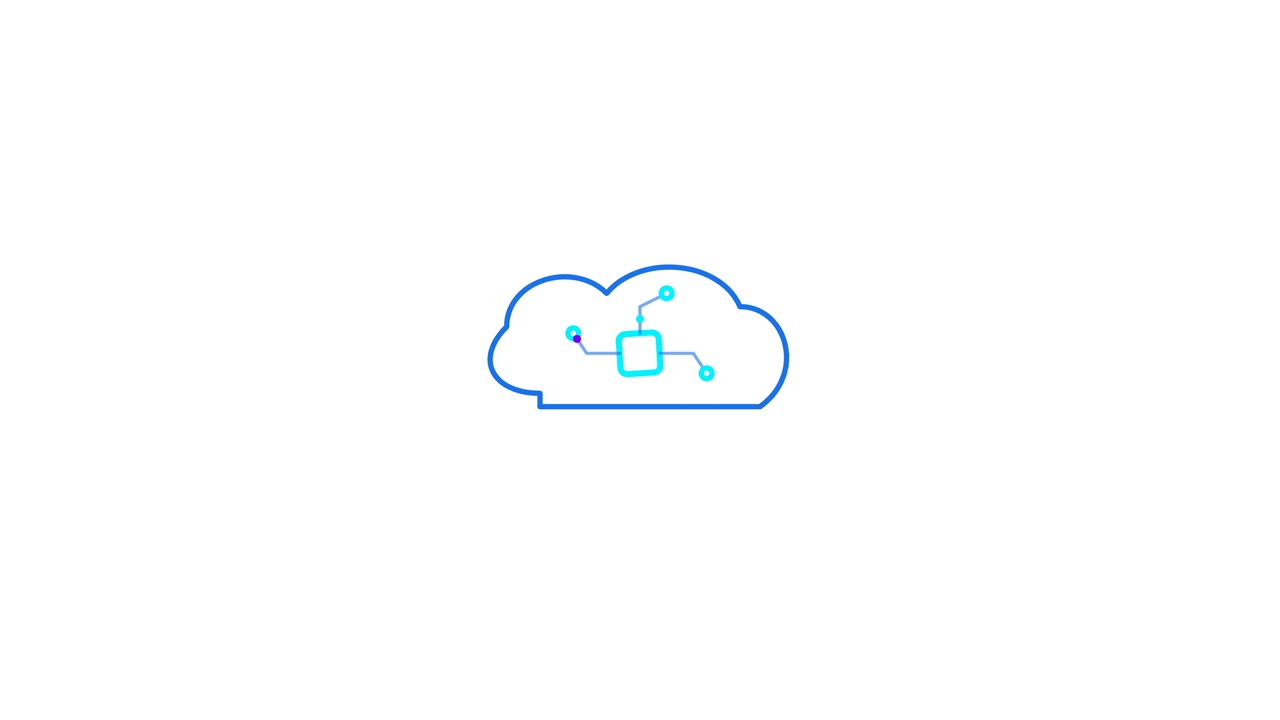 Animated Cloud Icon with Digital Circuitry Symbol