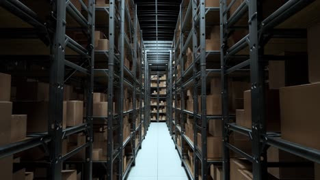 interior del almacén con cajas de cartón