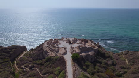 apollonia national park - the remains of a crusader fortress above the mediterranean coast