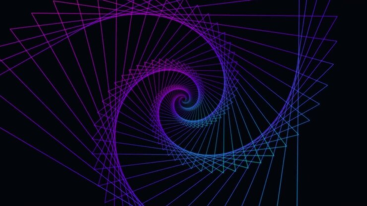 Abstract Geometric Spiral Animation with Neon Gradient Lines