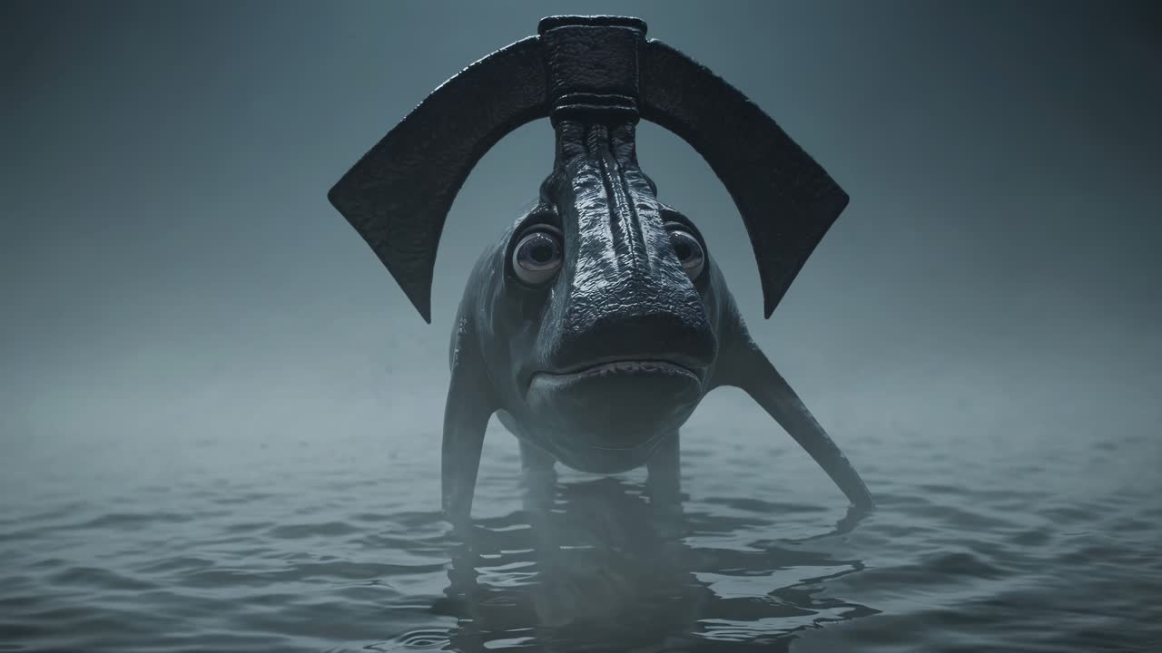 Mysterious Deep Sea Creature with Anchor