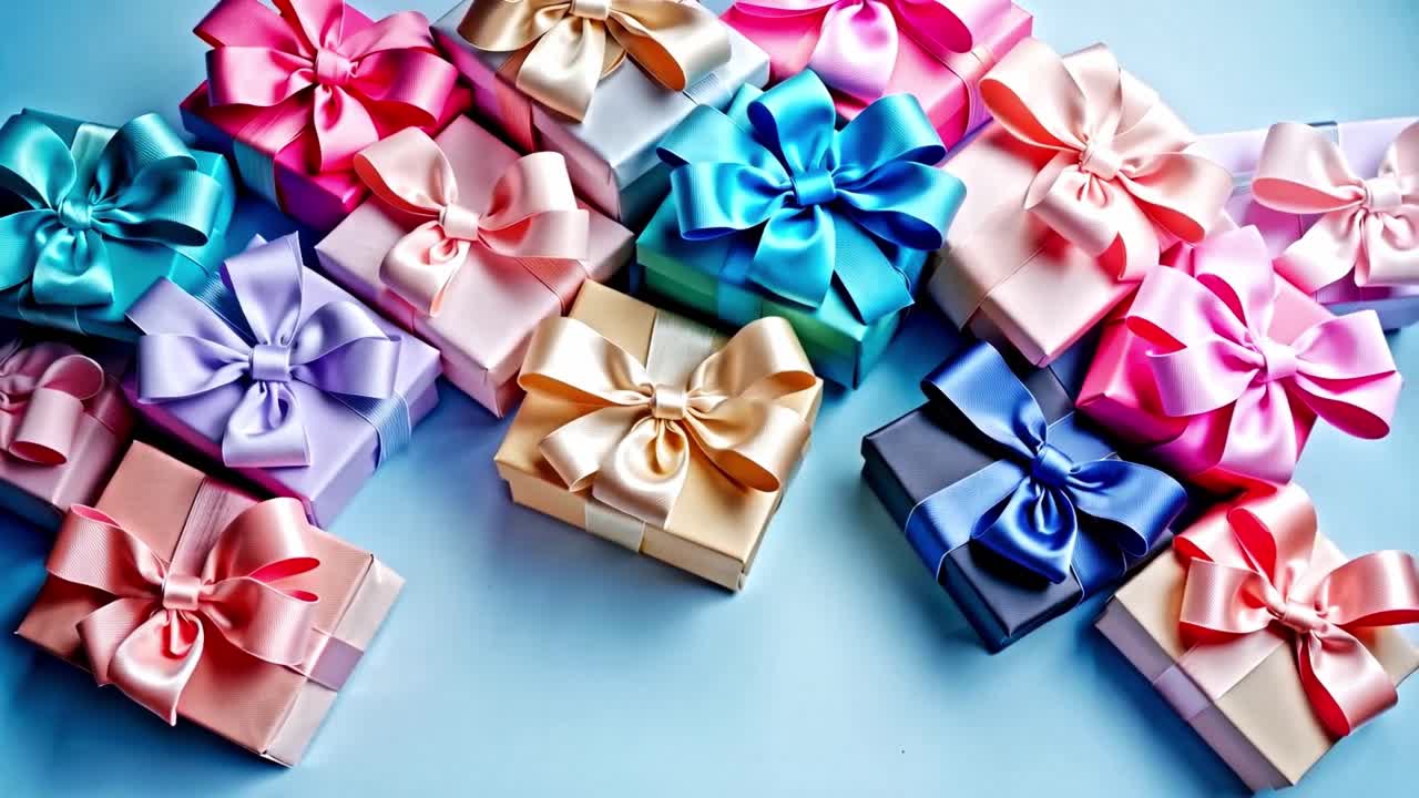 Colorful gifts with ribbons and bows