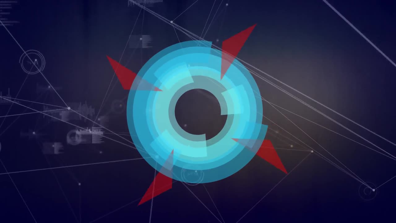 animación del escaneo del alcance y las redes de conexiones sobre fondo azul