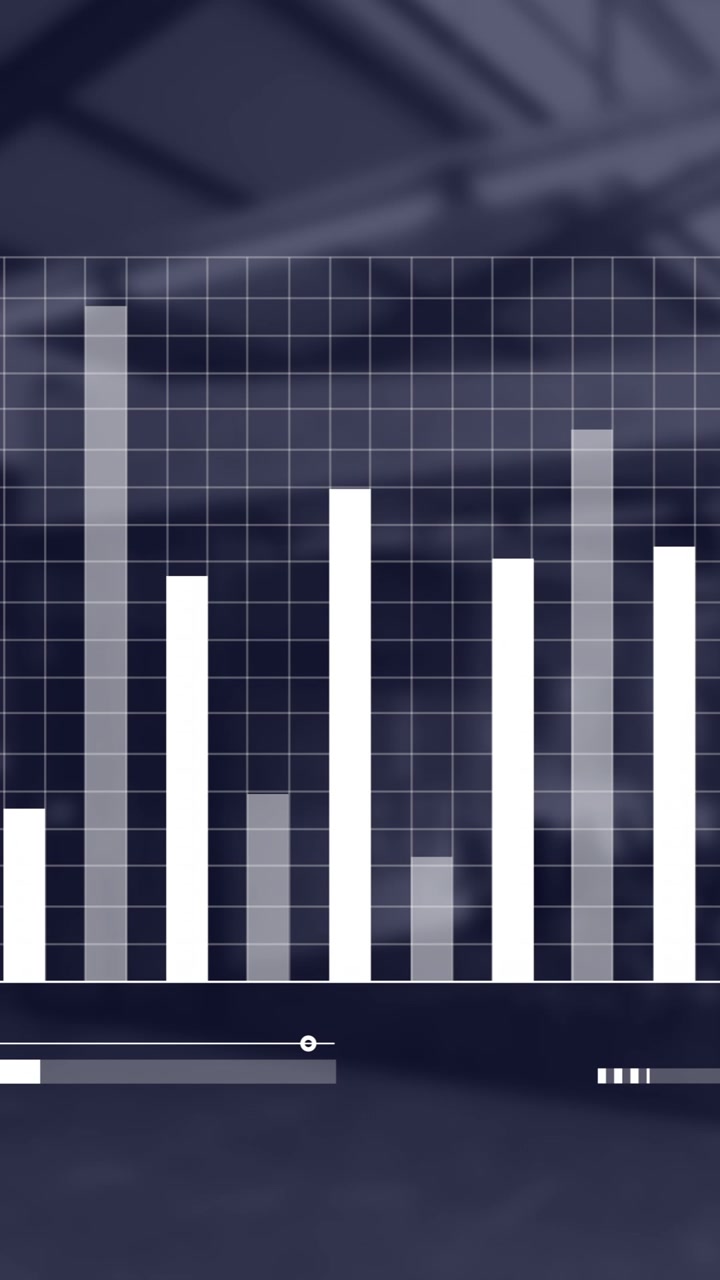Animazione dell'elaborazione di dati finanziari in un ufficio vuoto