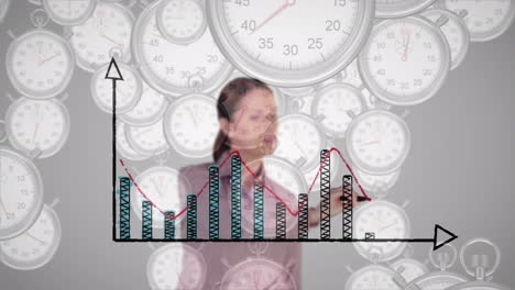 animación de estadísticas con mujeres de negocios y cronómetros