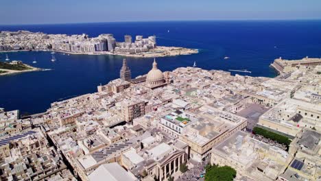 historic travel destination city in europe - valette, malta - touristic island in mediterranean - aerial city landscape