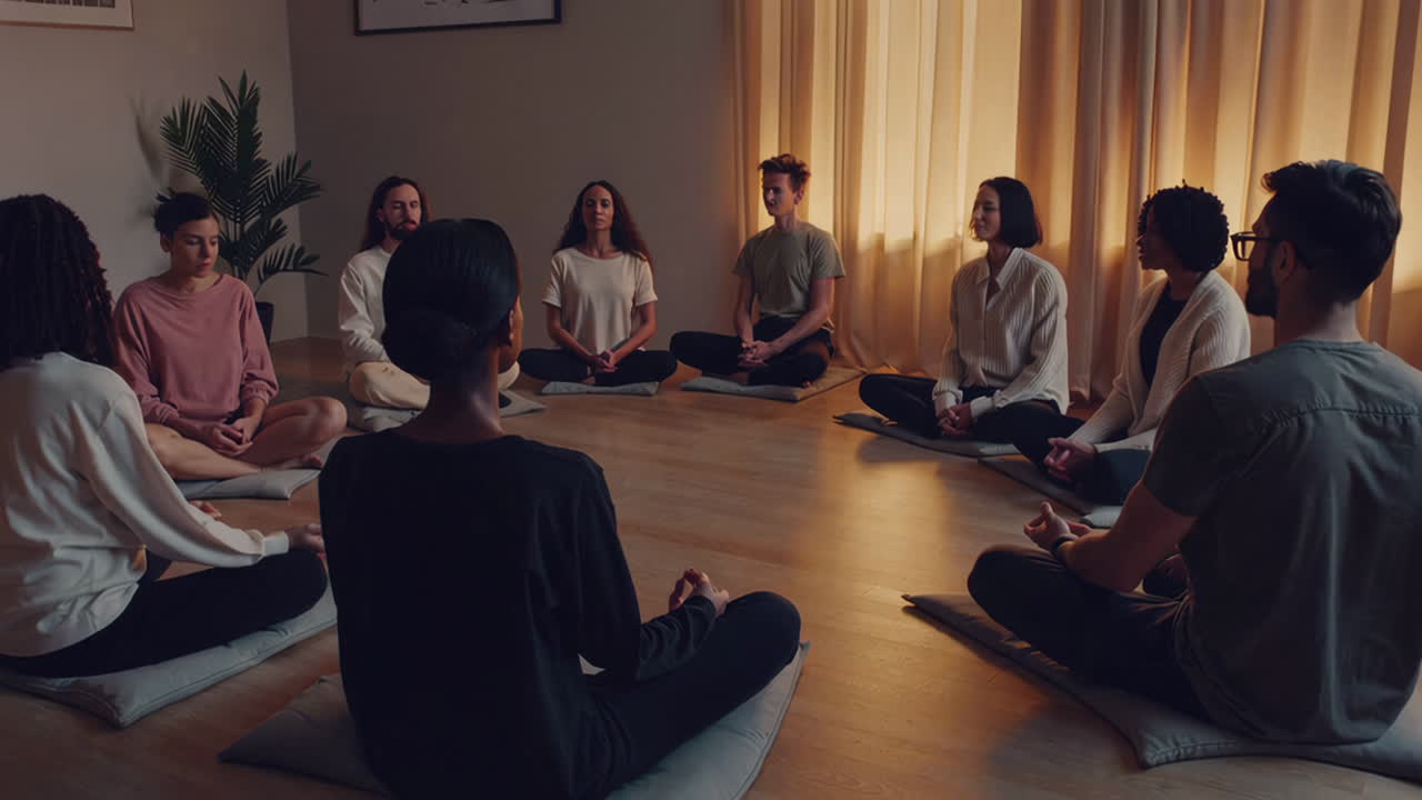 sesión de meditación en grupo