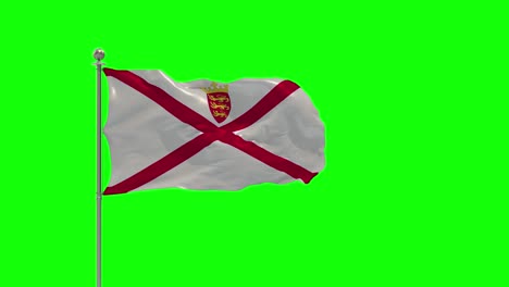 jersey 3d illustration of the waving flag on a pole with chroma