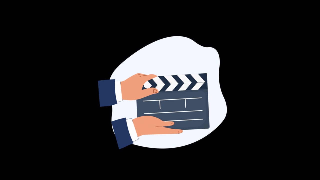 Animated Hands Holding a Film Clapperboard
