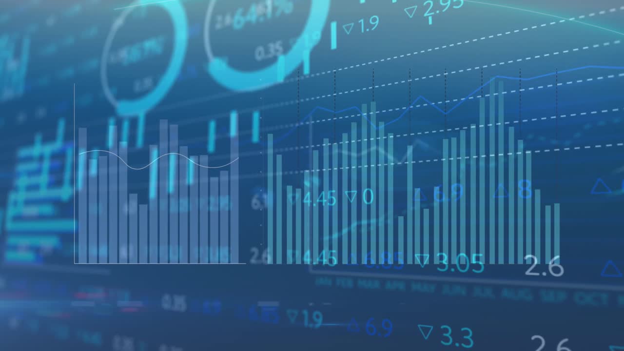 animación del procesamiento de datos financieros a través de la red