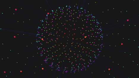 modelo 3d colorido esfera flotante de puntos en el espacio