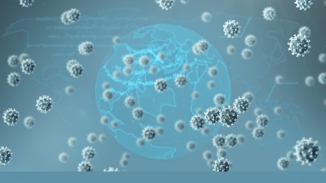 グローブとcovid 19細胞のアニメーション