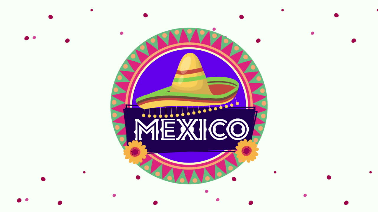 animação viva mexico com chapéu mexicano