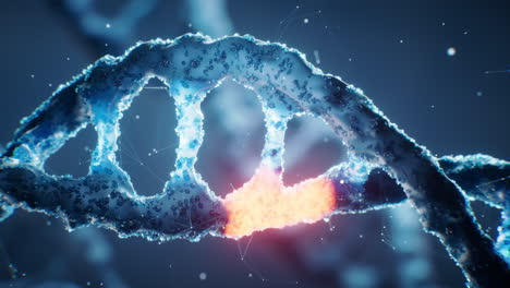 biological dna structure with gene mutation concept, 3d rendering.