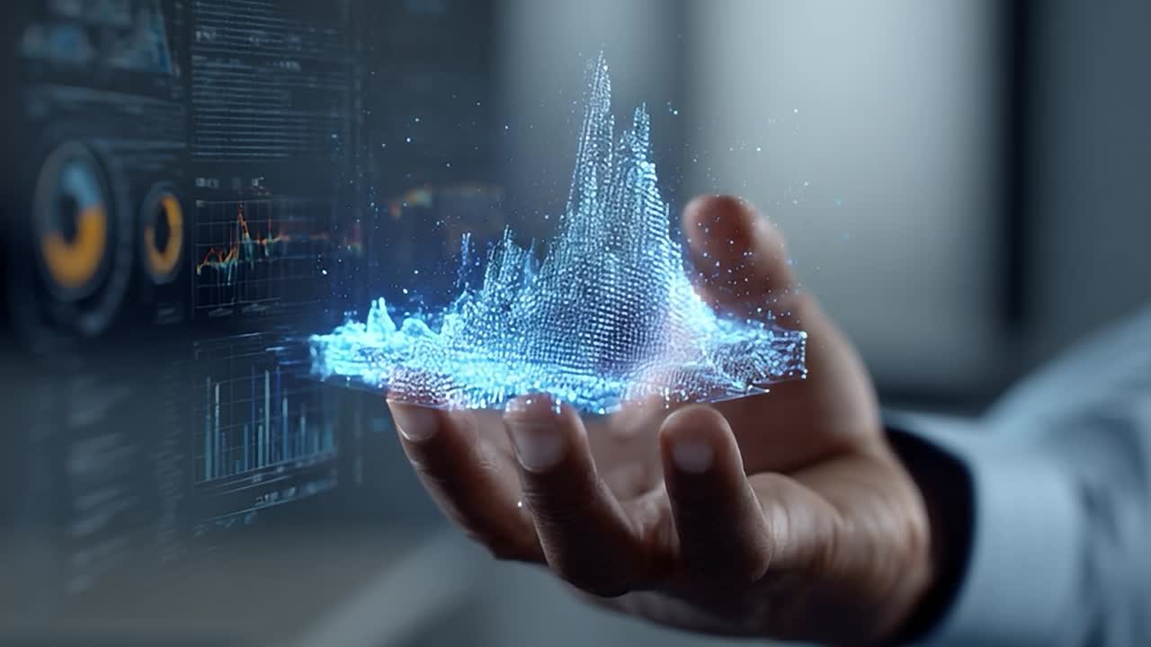 Digital data visualization in a business setting with hand gesture