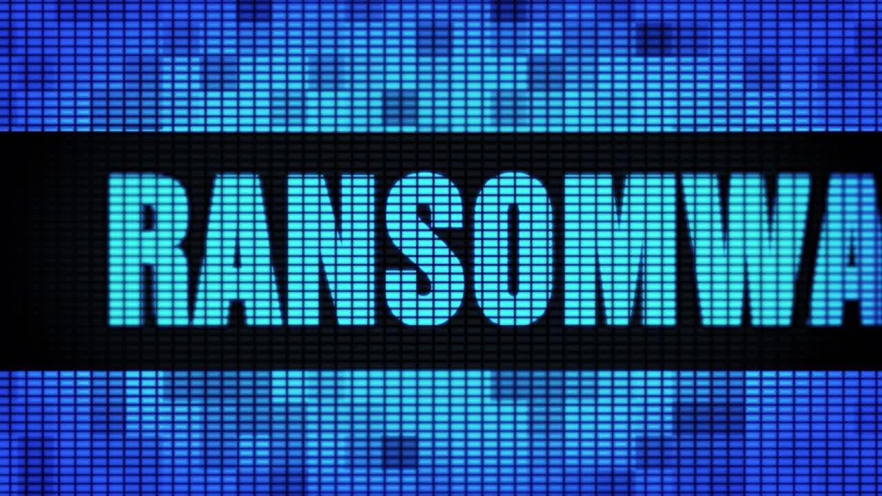 Ransomware displayed on a digital screen