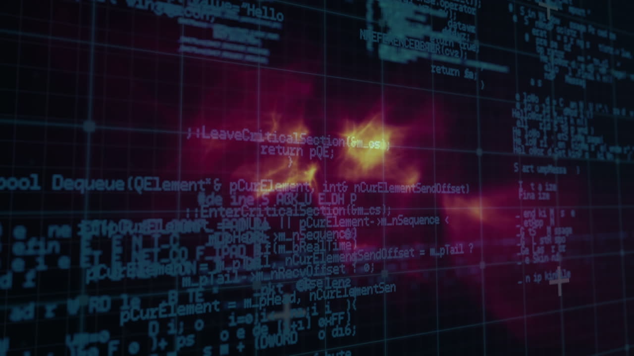 animación del procesamiento de datos sobre llamas encendidas y rejilla