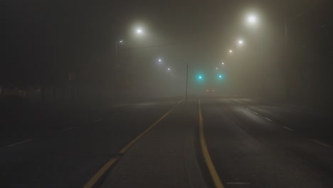 Driving-In-Dense-Fog-At-Night---wide,-static