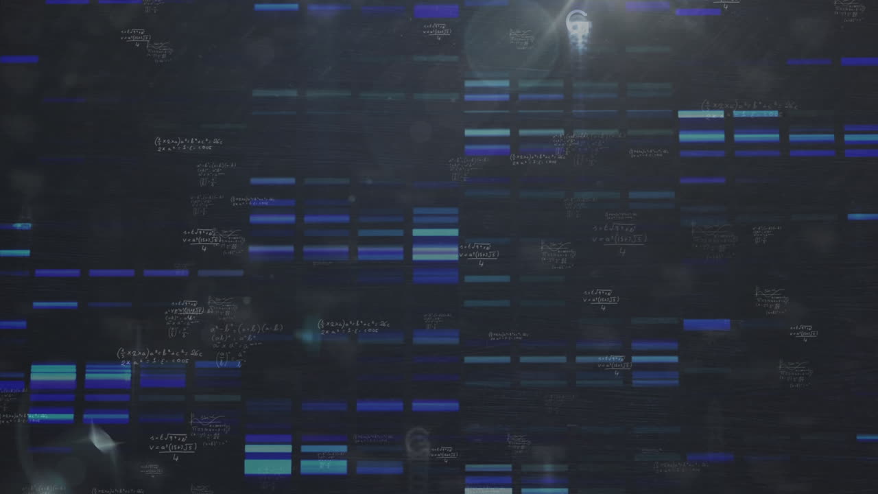 animación del procesamiento de datos sobre un fondo oscuro