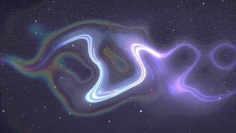 animation of changing colorful waves and dust over violet background