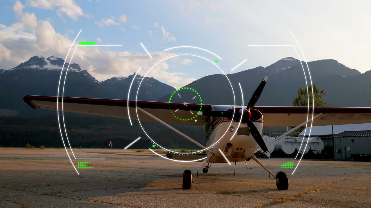 배경에서 비행기를 가진 연결의 글로벌 네트워크의 애니메이션