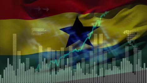 Animation-of-data-processing-over-flag-of-ghana