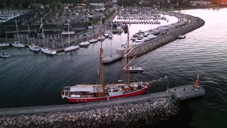 harbor sailboat ascent flyout drone