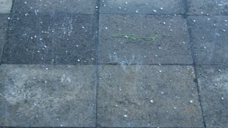 falling ice raindrops on paving tiles