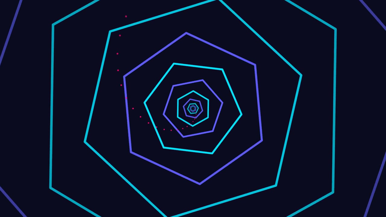 Abstract Tunnel of Glowing Neon Hexagons