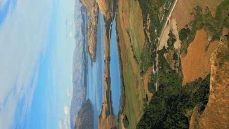 Aerial view of the Lake Wānaka from the end of the Lake Wānaka lookout track - vertical aerial approach