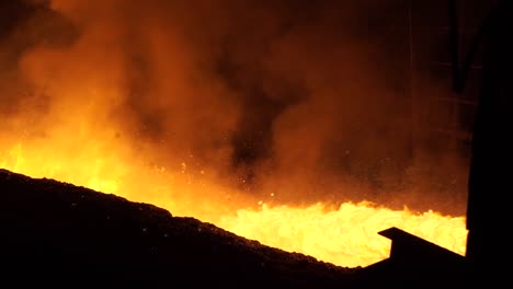 molten metal in a steel production facility