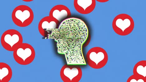 Animation-of-multiple-heart-emojis-over-human-head