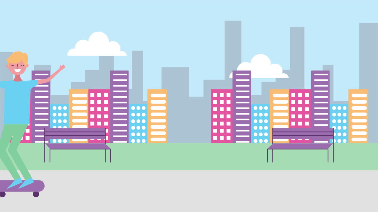 joven en patineta en el parque